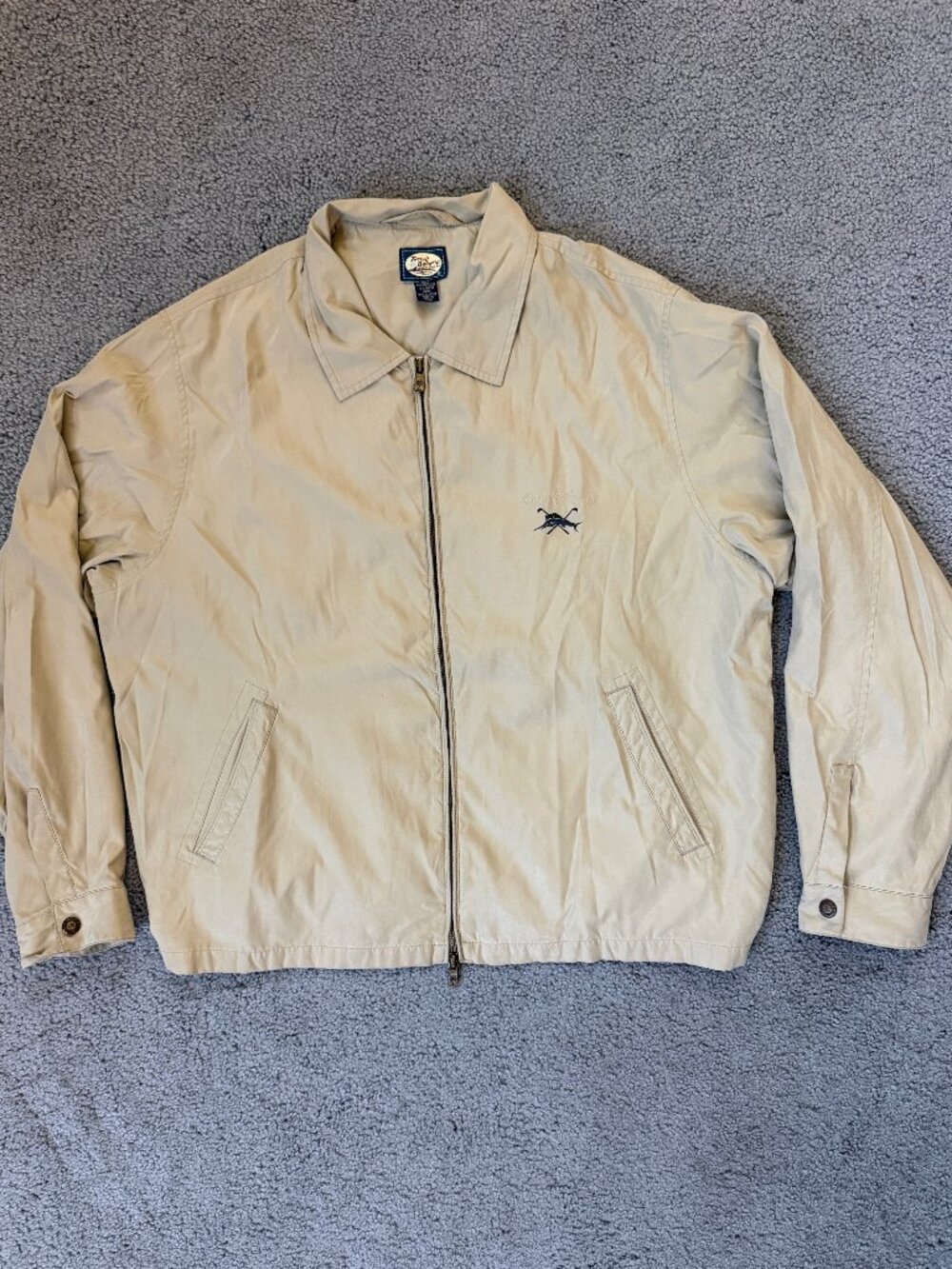 Vintage Tommy Bahama Marlin Golf Jacket Full Zip Windbreaker Beige - Men's Sz. L